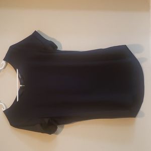 Express Black Top with Satin Sleeve Trim